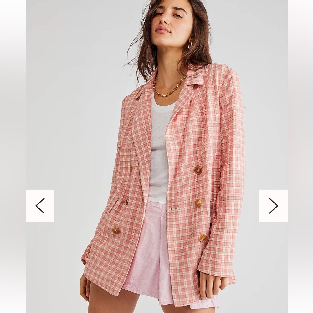 Free people pink Olivia gingham blazer
